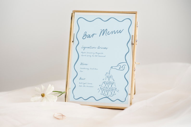 Whimsical illustration style Bar Menu wedding bar menu sign, printable cocktail menu, bar menu sign template, birthday drink menu sign, whimsical wedding sign, editable bar menu sign, hand drawn bar decor, diy cocktail party sign, custom drink menu sign, wedding reception bar, birthday bar sign decor, signature drink menu, canva editable bar signtemplate