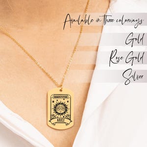 Collier zodiaque Bélier, collier astrologie, collier signe astrologique Dogtag, bijoux spirituels, cadeau meilleur ami, collier signe astrologique, cadeau d'anniversaire