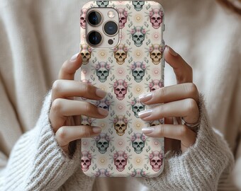 Boho Blumen Skelett Handyhülle: Gothic Schutzhülle für iPhone Samsung
