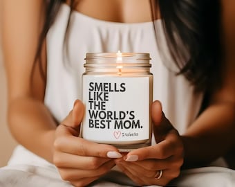 Vela "Huele a la mejor mamá del mundo", regalo personalizado para mamá, vela de cumpleaños divertida, regalo para el Día de la Madre de mi hija, vela personalizada