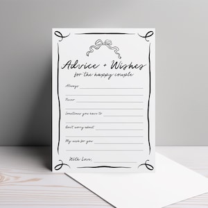 Cartes imprimables « Conseils pour l'heureux couple », carte de conseils de mariage, conseils pour les jeunes mariés... Design fantaisiste - TÉLÉCHARGEMENT IMMÉDIAT