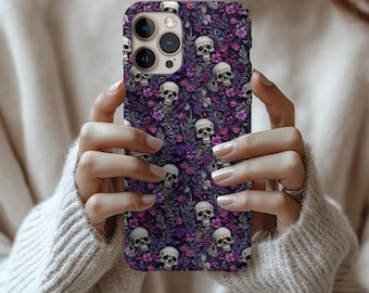 Purple 3D Skeleton Phone Case: Gothic Halloween themed iPhone, Samsung or Pixel Tough Cover