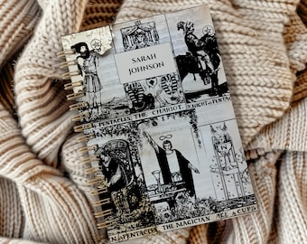 Caderno Espiral de Tarô Vintage: Diário de Bruxaria Personalizado