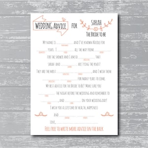 Laurel Wreath DIY Printable Bridal Shower Mad Libs Keepsake Game ...