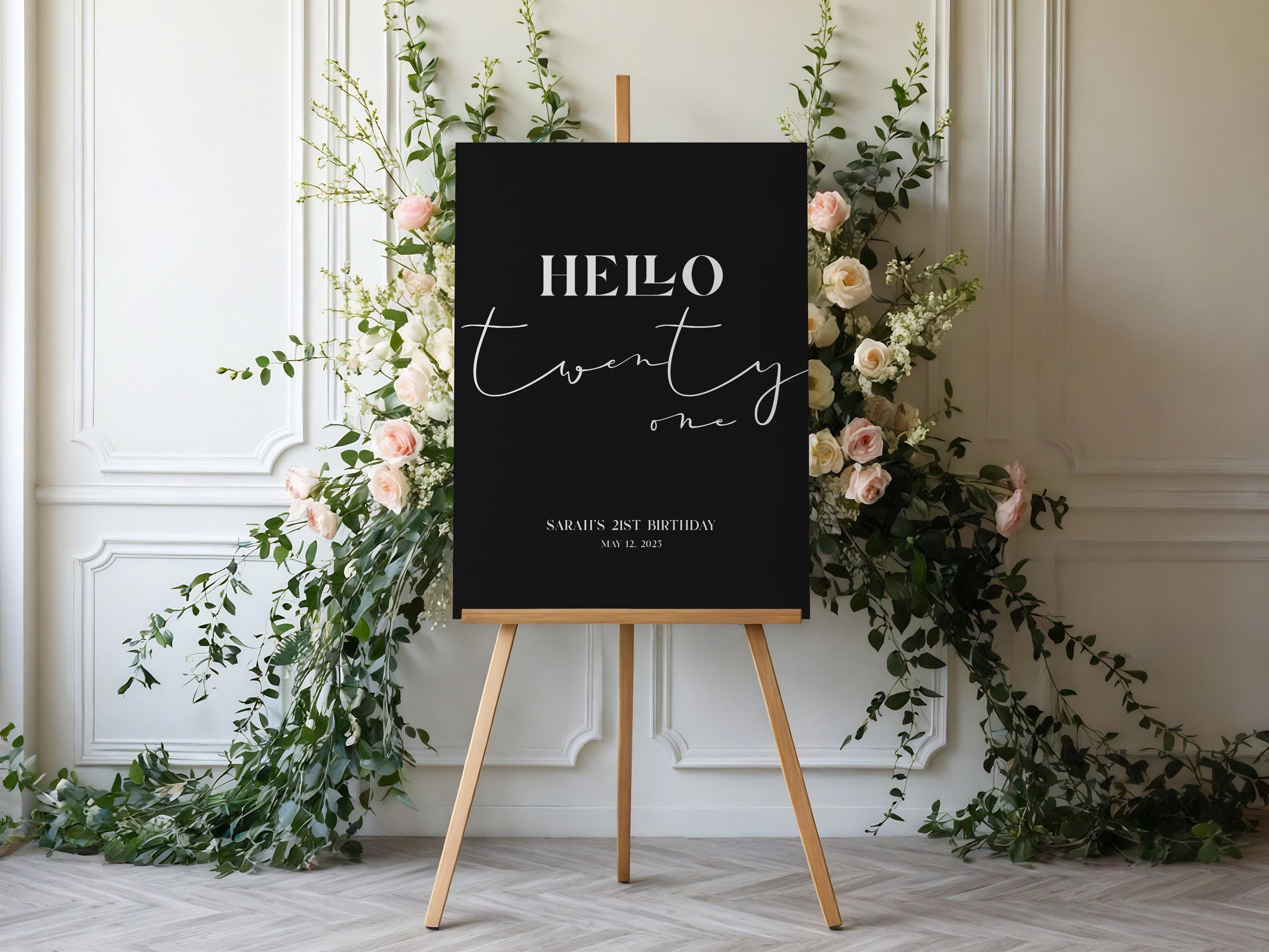 Hello 21 Welcome Sign Template, Hello Twenty One Welcome Poster, 21st ...