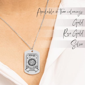 Collier zodiaque Poissons, collier astrologie, collier signe astrologique tag, bijoux spirituels, cadeau meilleur ami, collier signe astrologique, cadeau d'anniversaire
