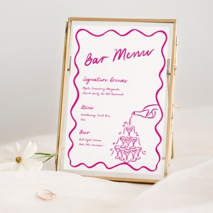 Whimsical illustration style Bar Menu editawedding bar menu sign, printable cocktail menu, bar menu sign template, birthday drink menu sign, whimsical wedding sign, editable bar menu sign, hand drawn bar decor, diy cocktail party sign, custom drink menu sign, wedding reception bar, birthday bar sign decor, signature drink menu, canva editable bar signble template