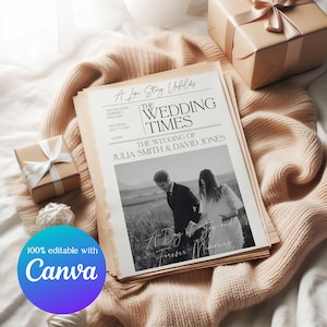 Wedding Newspaper Template: Editable Canva Program (Digital Download)