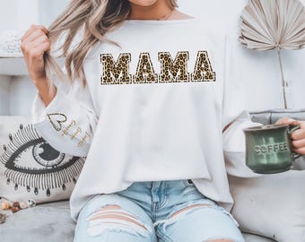 Leopard Mama Sweatshirt: Personalized Kids' Names Crewneck