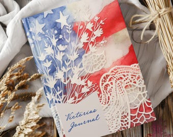 Patriotic USA Flag Journal: Personalized Hardcover Notebook