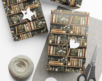 Book Lover Gift Wrap, Literary Wrapping Paper, Dark Academia Gift Wrap, Library Bookish Gift Wrap, Birthday Wrapping Paper, Gift Wrap Papers