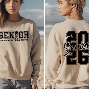 Senior 2026 Grad Sweatshirt, Custom High School College Name, Class of 2026, Personalized Graduation Gift, Unisex Crewneck Jumper, Senior