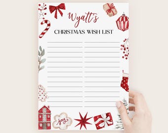 Editable Christmas Wish List Template: DIY Santa Letter, Printable Canva Design (Digital Download)