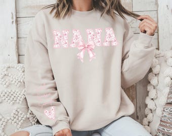 Personalized Pink Chinoiserie Nana Sweatshirt: Custom Grandma Gift