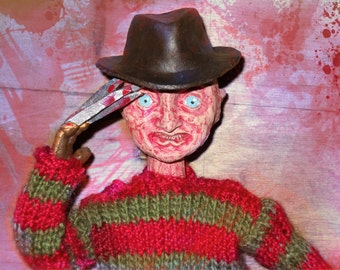 Freddy Krueger Inspired Art Doll Funny Horror Classic 80s Robert Englund Nightmare on Elm Street