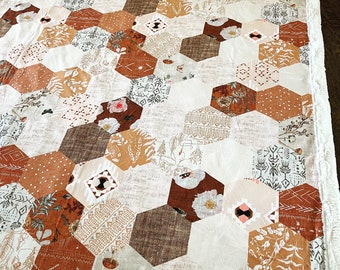 Boho hexagon and floral Minky blanket