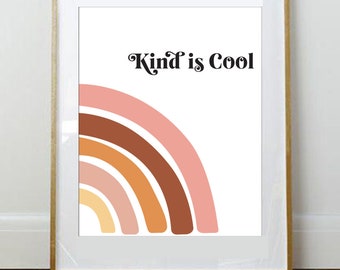 Kind is Cool Rainbow Print // Nursery Print // Rainbow Print // Boho // Quote Print // Inspirational // Kids Room Art //Boho Art Print //