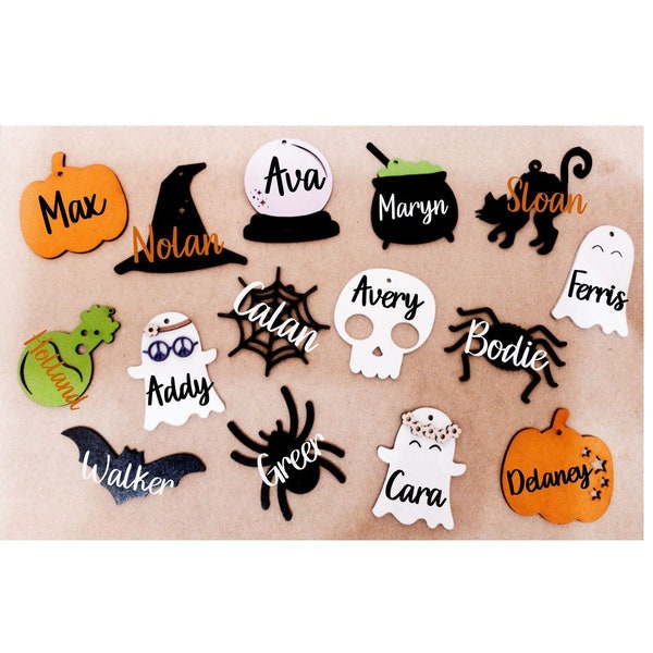 Halloween Wooden Nametags / Custom Name Tag / Treat Bag Tags / Boo Bag Tags / Halloween Decor / Wooden Nametag / Gift Tag / Personalized
