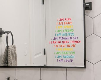 Kids Daily Affirmation Mirror Decal // Affirmation Decal // Kids Affirmation // Self Confidence // Bathroom Decal // Self love reminders