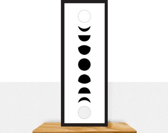 Moon Phase Print // Horizontal Print // Vertical Print // Moon Phases // Lunar Print // Space Print //  Moon Poster // Wall Art //