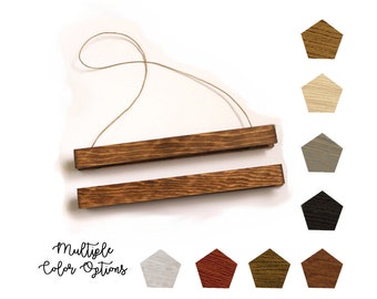 Wooden Magnetic Poster Print Holder // Rail Frame // Custom Sizing // Twine Cord Hanger // Photo Hanger // Hanging Wall Art // Unique Frame