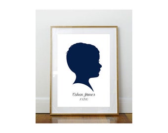 4 x 6 Child Silhouette // Custom Child Portrait // Child Portrait Silhouette // Gift Idea // 4 x 6 Print // Keepsake // Personalized Print