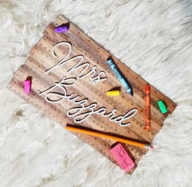 Custom Teacher Name Ruler Sign // Teacher Sign // Door Sign // | Etsy