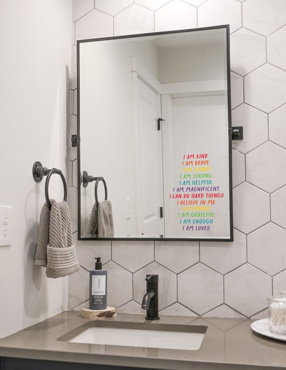 Kids Daily Affirmation Mirror Decal // Affirmation Decal // Kids Affirmation // Self Confidence // Bathroom Decal // Self love reminders