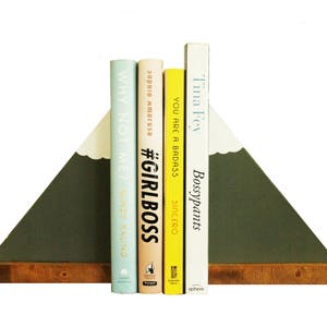 Mountain Bookends // Wood Bookends //  Home Decor // Mountains // Nursery Decor // Bookends // Hand Painted // Woodland // Organization //