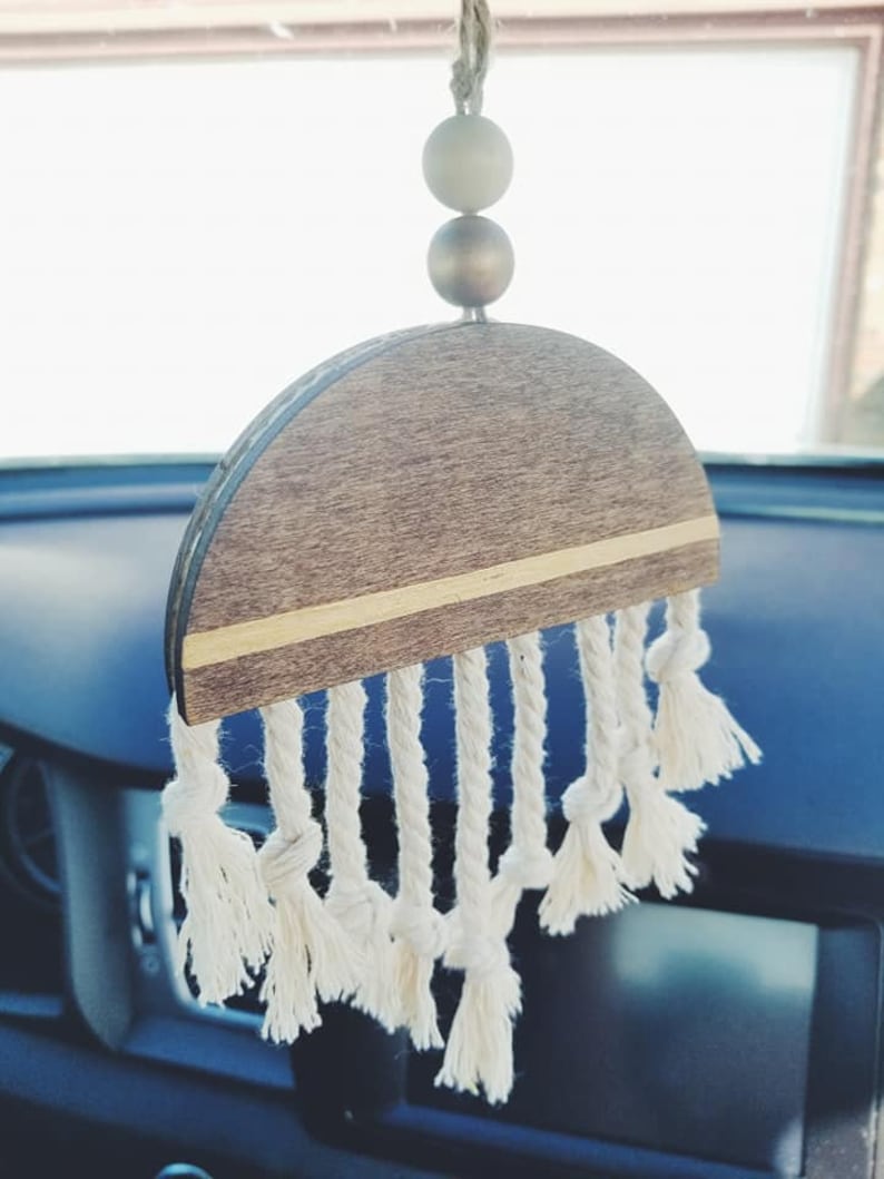 Boho Rearview Mirror Hanger // Macramé Hanger // Car Decor // Etsy
