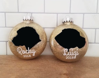 Custom Pet Silhouette Glitter Ornament // Custom Silhouette // Pet Silhouette // Glitter Christmas Ornament // Keepsake Ornament // Plastic