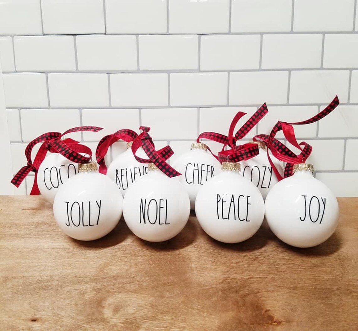 Farmhouse Style Christmas Tree Ornaments / White Bulb Etsy