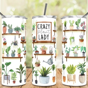 Crazy Plant Lady 20 oz. Vaso // Pajita de metal incluida // Taza de plantas // Vaso Plant Lady // Vaso de sublimación // Crazy Plant Lady //