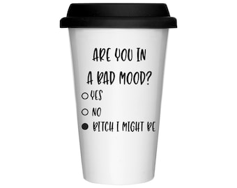Är du på dåligt humör? Resemugg // Personlig mugg // Resemugg // Roligt citat // Glitterdoppad mugg // Rolig present // Julklapp