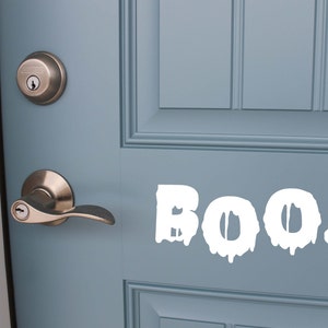 Decalque da porta da frente Boo // Decoração de Halloween // Decalque de Halloween // Decoração da porta da frente // Boo // Decoração assustadora // Fonte de Halloween // Decalque permanente