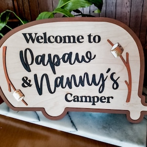 Custom Wooden Camper Welcome Sign // Personalized Sign / Camper Decor // Glamping // Camper Sign // Welcome Sign // Hand Painted Sign //