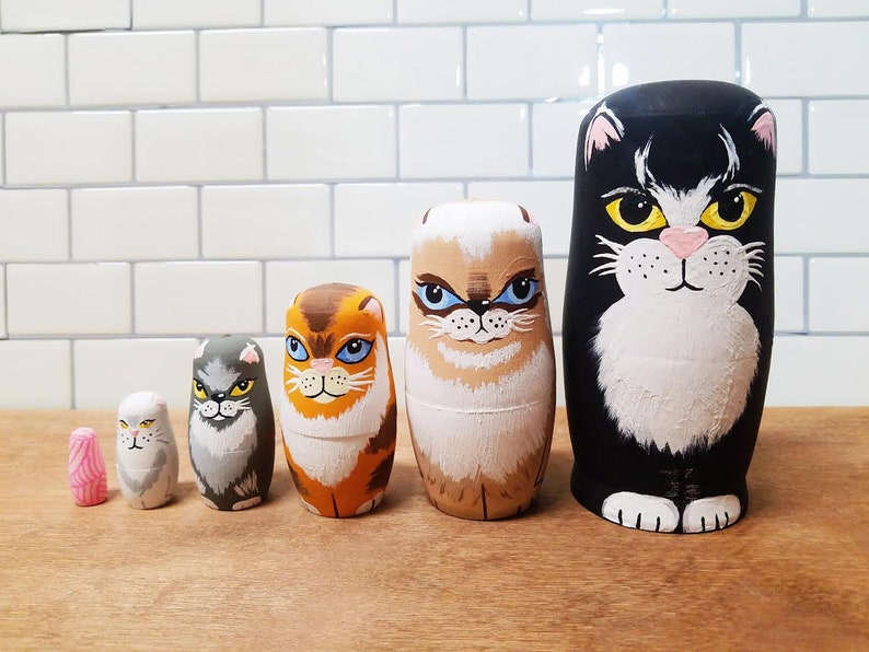 Custom Cat Nesting Doll // 6 Pc Set Nesting Dolls // Cat Dolls Etsy UK