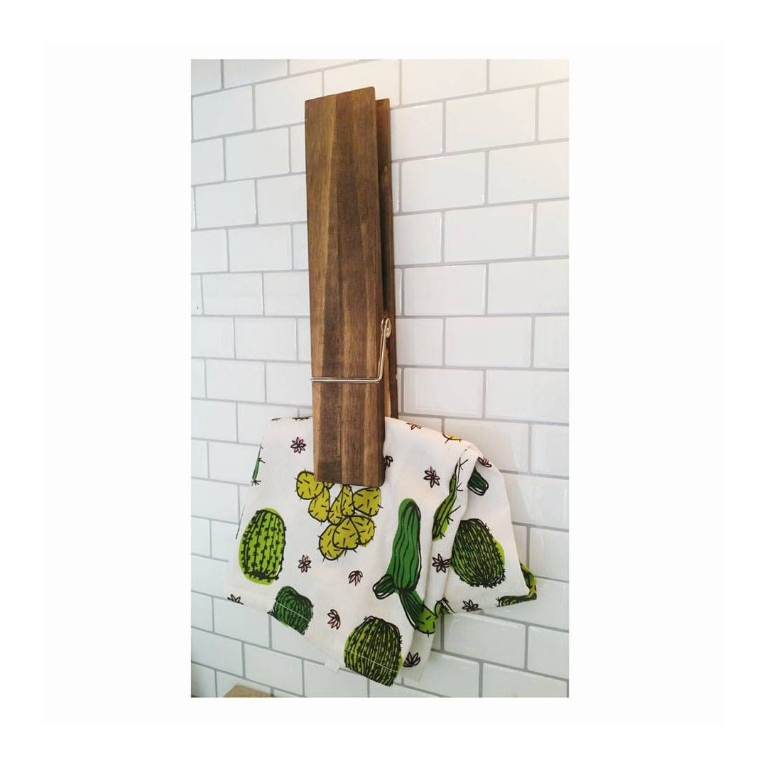12 Jumbo Clothespin Hanger // Clothespin Towel Holder // Etsy