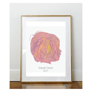 11x14 Custom Child Portrait using Child&#39;s Artwork // Child Silhouette // Custom Silhouette // Custom Portrait // Unique Gift // Keepsake