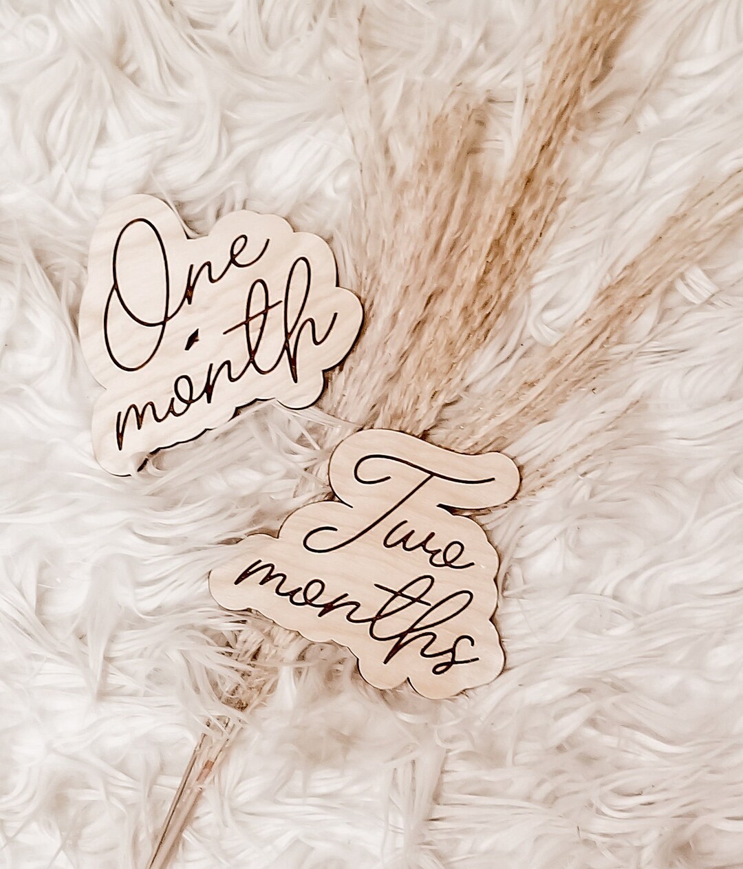 Wooden Engraved Text Monthly Milestone Photo Props // Newborn Props ...