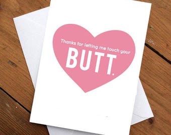 Anniversary Card // Thank You Card // Greeting Card // Funny Card // Butt // Gift for Her // Gift for Him // Quirky Card // Anniversary Gift