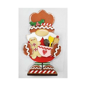 Gingerbread Baking Christmas Gnome // Hand Painted Christmas Decor // Kitchen Gnome //