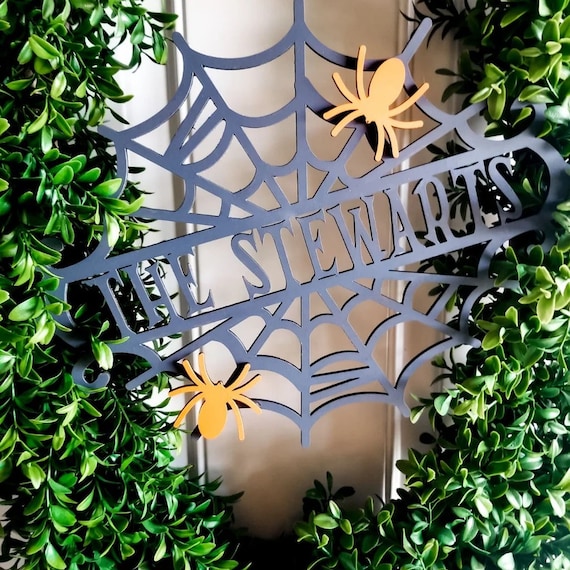 Plaque De Rue Personnalisée En Métal Style Toile D'araignée - Décoration Halloween Gothique, Résistante Aux Intempéries, Plusieurs Tailles