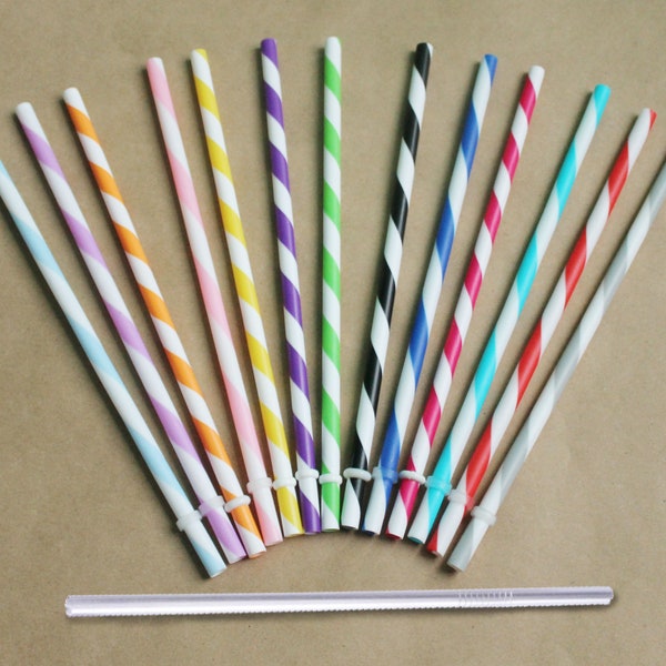 Acrylic BPA Free Reusable Plastic Straw // Colorful Straws // Striped Straw // Stainless Steel Straw // Eco Friendly // Tumbler Straws //