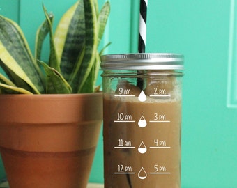 Vattenmugg // Dagligt vattenintag // Vattenmugg // 700 ml // Kulglas // Glas // Masonburk