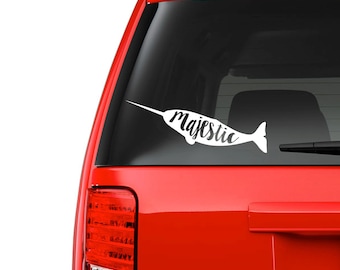 Majestic Narwhal Car Decal // Narwhal Decal // Majestic Narwhal // Funny Car Decal // Window Decal // Vinyl Decal // Laptop Decal // Sticker