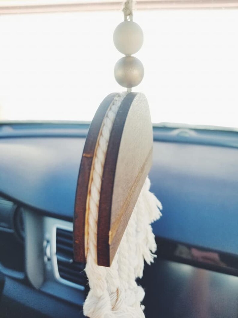 Boho Rearview Mirror Hanger // Macramé Hanger // Car Decor // Etsy