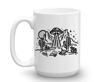 Western UFO Coffee Mug // Boho Western Mug // Retro Mug // UFO Mug // Alien Mug // 15oz Mug // Coffee Lover // Gift Idea // Sublimated