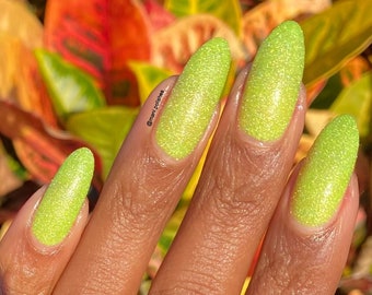 Starbase - Yellow Neon Nail Polish, Reflective Glitter, Indie Nail Polish, Holographic Nail Lacquer