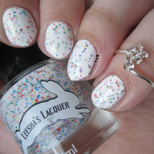 Fruity O's Cereal - White Crelly Indie Nail Polish, Glitter Nail Lacquer